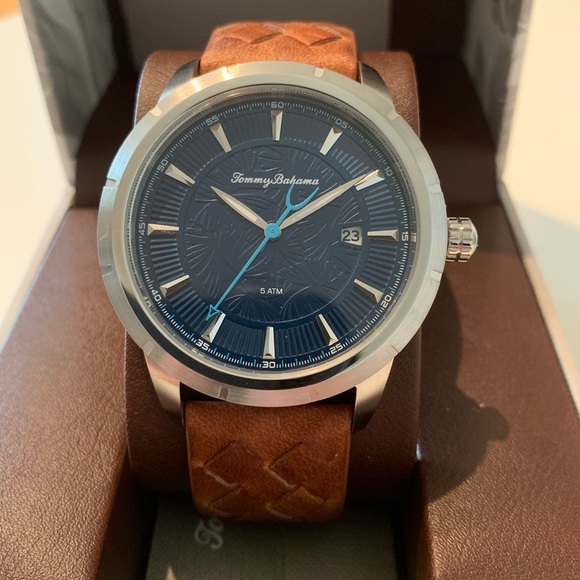 Tommy Bahama Other - Tommy Bahama Men’s Blue Dial Leather Band Watch NW